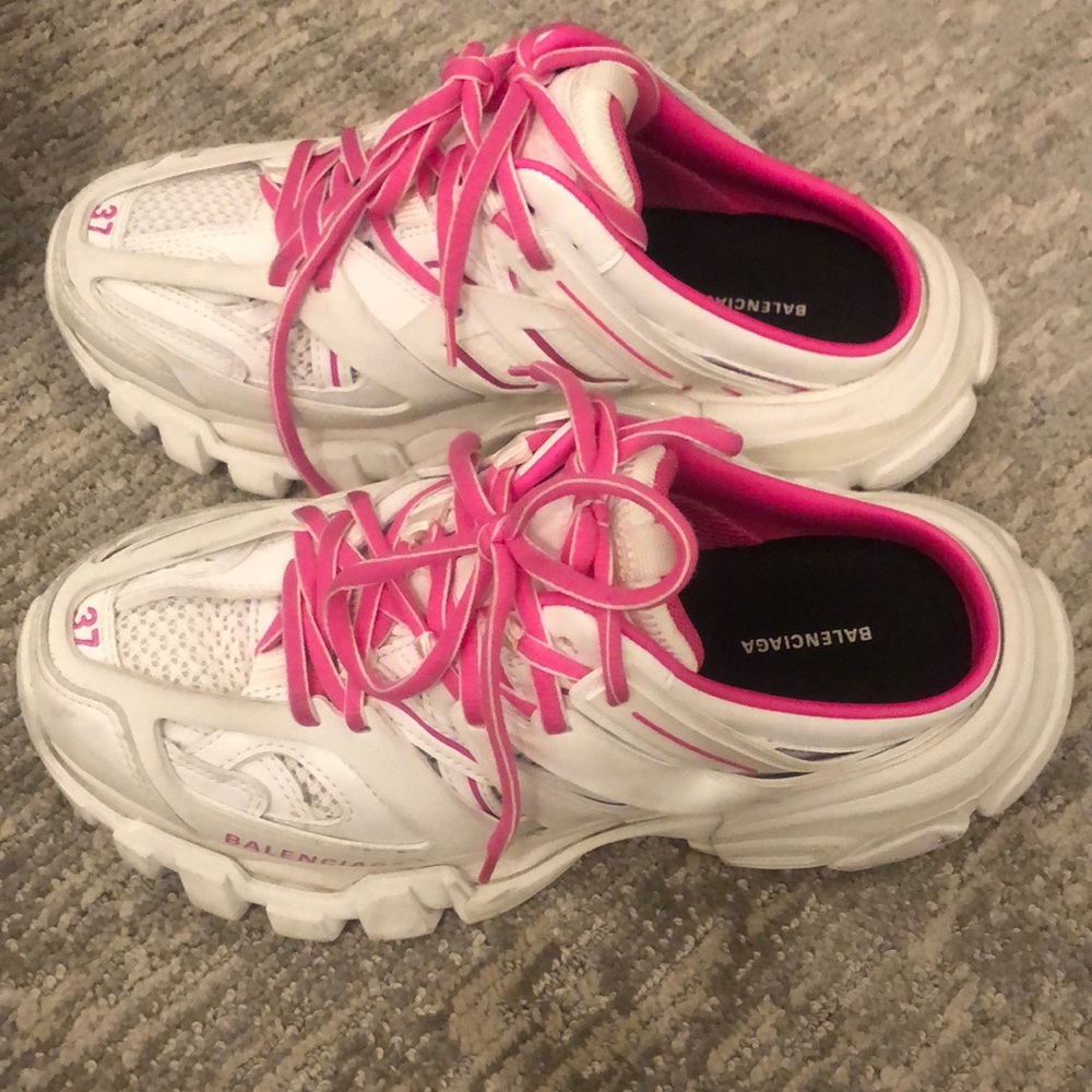 Balenciaga White and Hot Pink Women's Sneakers